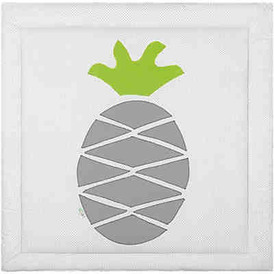 Krabbeldecke pineapple, dots light grey, 100 x 100 cm