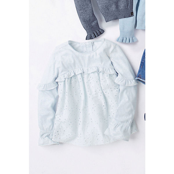 Langarmshirt mit Lochstickerei für Mädchen