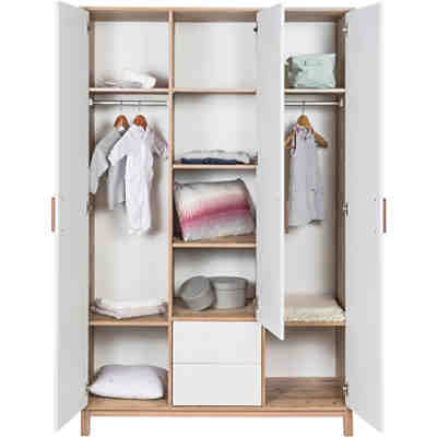 Kleiderschrank Timber, 3-türig, weiß/grau lackiert, Holzdekor Bramberg Fichte 2