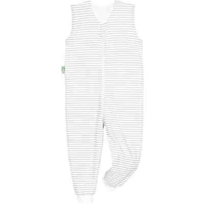Schlafoverall Hopsi, Jersey, Streifen, hell grau, 110/116