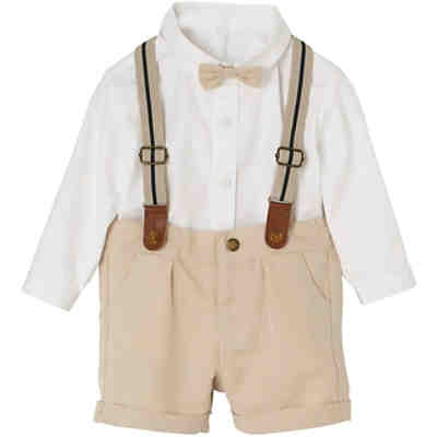 Baby Set Langarmhemd mit Fliege + Shorts mit Hosenträger