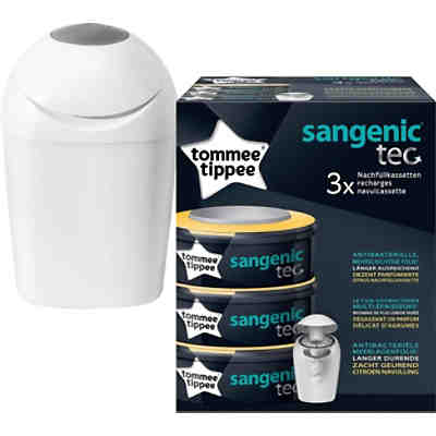 Sangenic tec Windeltwister 3er-Packung Nachfüllkassetten, Zitrus inkl. Gratis Sangenic Tec Windeltwister, weiß