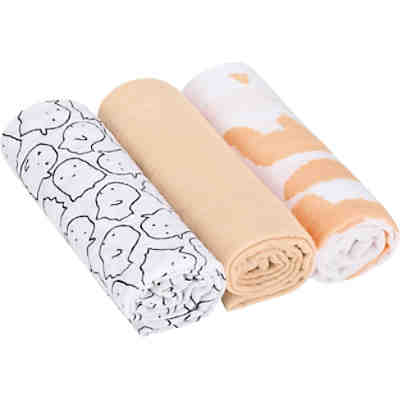 Mulltücher L, 3er Set, 85x85 cm, Lilttle Spookies peach