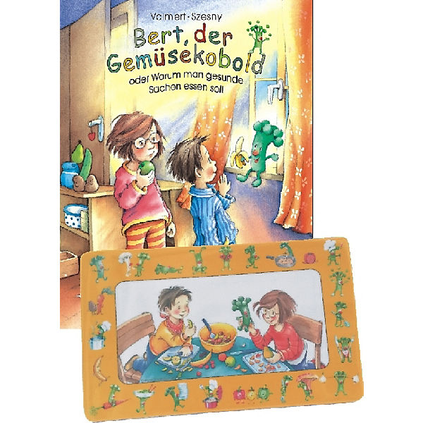 Bert, der Gemüsekobold oder Warum man gesunde Sachen essen soll, mit Frühstücksbrettchen
