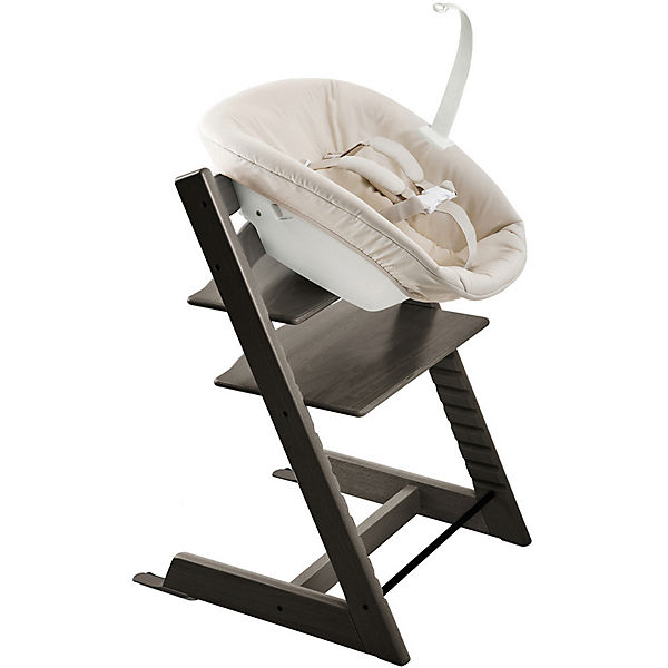 Tripp Trapp® Hochstuhl, Classic Collection, Hazy Grey, inkl. Newborn Set™ Schale, Weiß