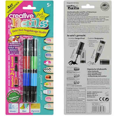 Creative Nails Lackstift, 4er Set, Dunkelrot + Königsblau+ mittleres Seegrün + Lichtblau 2
