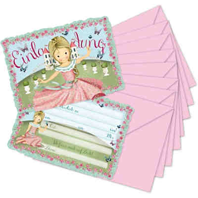 Einladungskarten Prinzessin Floralie, 8 Stück inkl. Umschläge