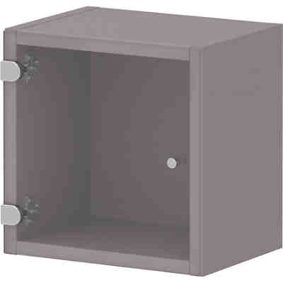 Hängeregal Grow Up, 1 Fach mit Glastür, Lilac Grey / Glas