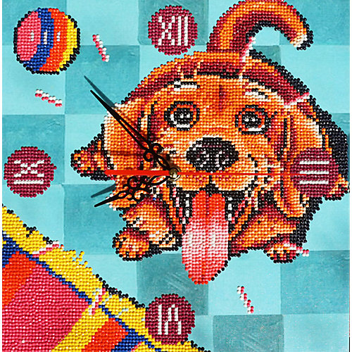 Алмазная вышивка Color KIT "Алмазные часы" Счастливый пёс, 30х30 см от Color KIT