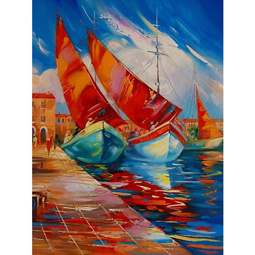 Раскраска по номерам на картоне Color KIT "Яхты", 30х40 см от Color KIT
