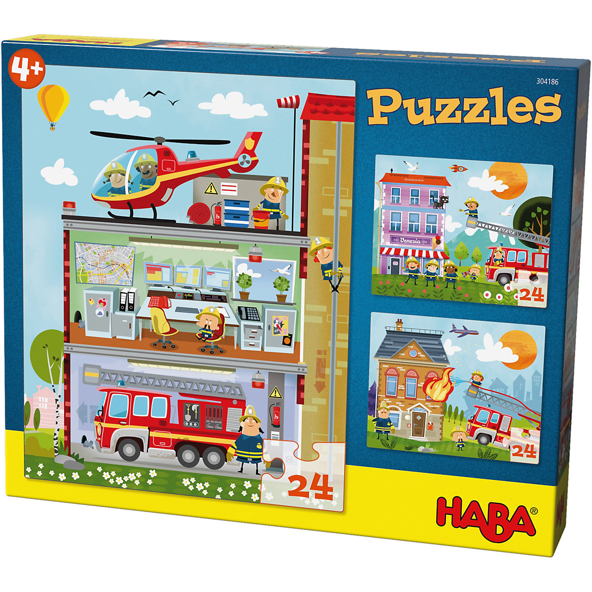 HABA 304186 Puzzleset 3 x 24 Teile Kleine Feuerwehr