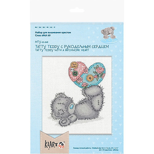 Набор для вышивания мулине Klart "Tatty Teddy с рукодельным сердцем", 14,5х16 см от Klart
