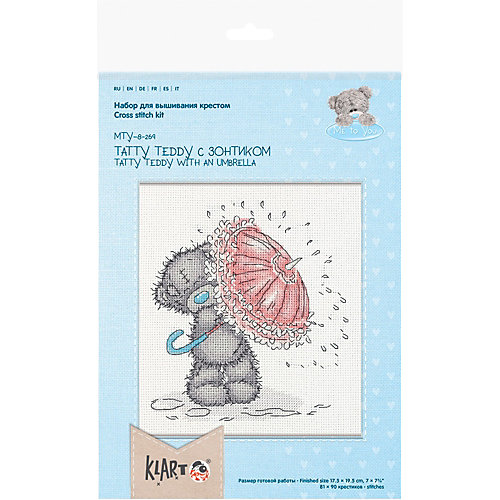 Набор для вышивания мулине Klart "Tatty Teddy с зонтиком", 17,5х19,5 см от Klart