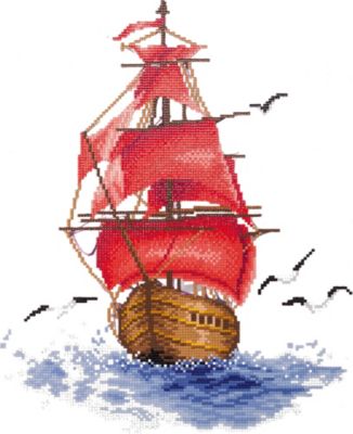 Алмазная мозаика Фрея "Алые паруса", 37х30 см
