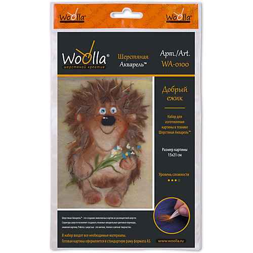 Набор для валяния Woolla "Шерстяная акварель" Добрый ёжик, 21х15 см от Woolla