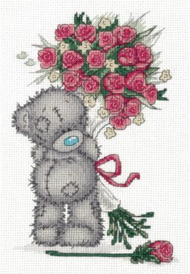 Набор для вышивания мулине Klart "Tatty Teddy с букетом роз", 16х23 см
