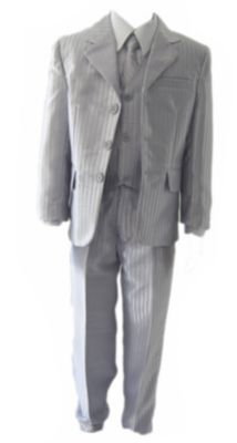 family-trends 5-teiliges Anzug-Set mit Nadelstreifen Anzüge grau Gr. 80 Jungen Kinder