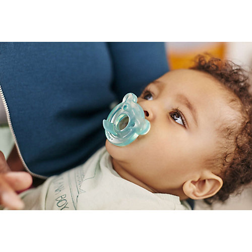 Пустышка Philips Aventс щитком силиконовая, с 3 мес., 2 шт., синий/зелёный от PHILIPS AVENT