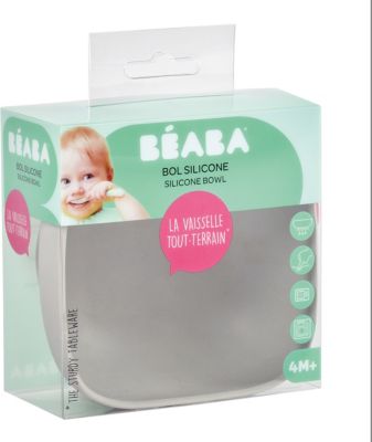 Тарелка из силикона Beaba Silicone suction bowl, серый