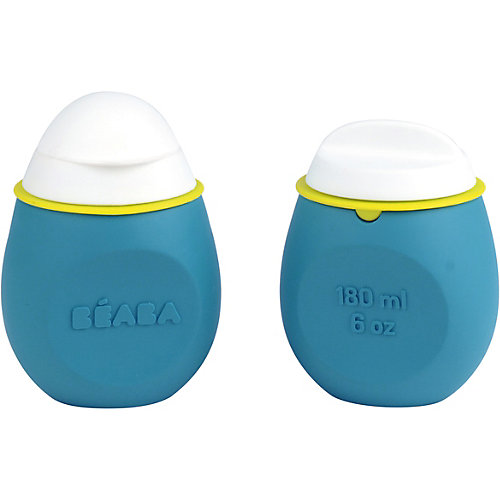Контейнер и поильник из силикона Beaba Set Babysqueez&portion, голубой от BÉABA