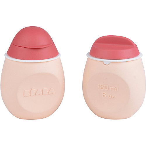 Контейнер и поильник из силикона Beaba Set Babysqueez&portion, розовый от BÉABA
