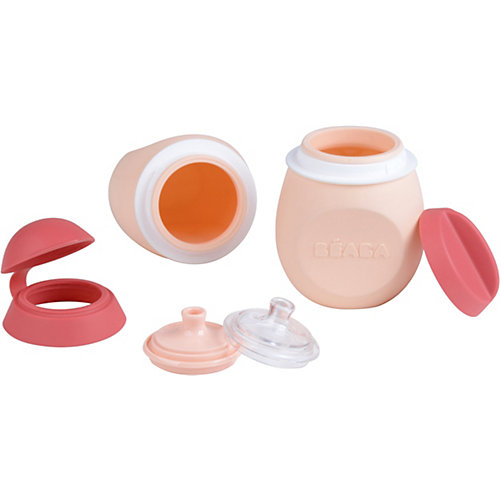 Контейнер и поильник из силикона Beaba Set Babysqueez&portion, розовый от BÉABA