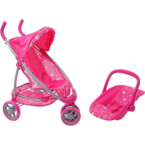 Коляска для кукол Buggy Boom Nadin 2 в 1, розовая/мишки от Buggy Boom
