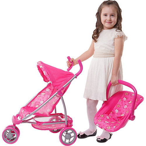 Коляска для кукол Buggy Boom Nadin 2 в 1, розовая/мишки от Buggy Boom