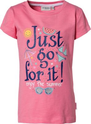 T-Shirt mit Strasssteinen und Glitzer pink Gr. 116/122 Mädchen Kinder