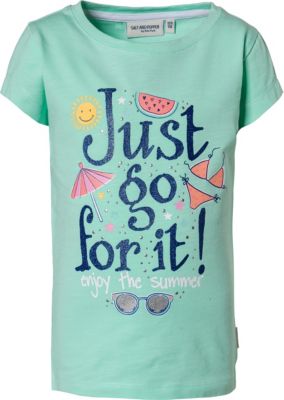 T-Shirt mit Strasssteinen und Glitzer hellgrn Gr. 116/122 Mdchen Kinder