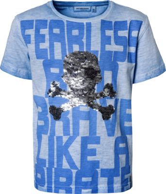 T-Shirt mit Wendepailletten , Pirat blau Gr. 104/110 Jungen Kleinkinder