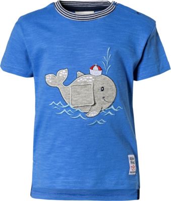 Baby T-Shirt mit Applikation zum Aufklappen , Wal blau Gr. 74 Jungen Baby