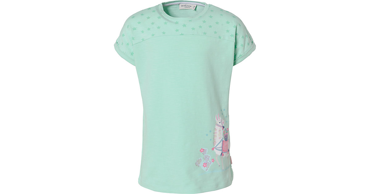 T-Shirt mit Pailletten , Lama hellgrün Gr. 92/98 Mädchen Kleinkinder