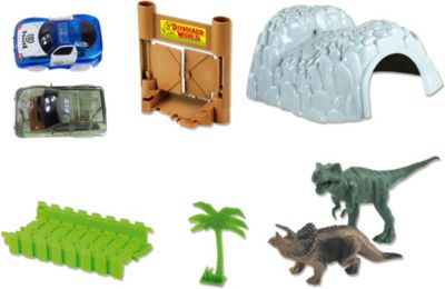 144er Flex Car Tracks mit Jurassic Park Dinosaurier Figuren für Kinder Spielzeug 