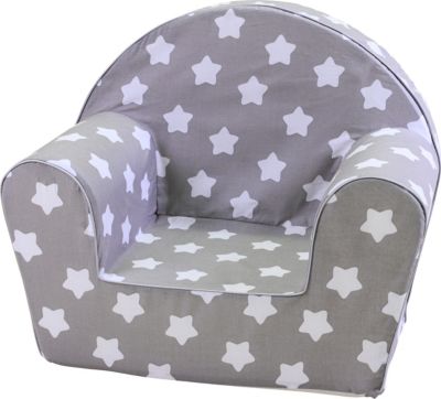 Knorrtoys Kindersessel Stars Grey Sterne Weiß-Grau Softsessel Sessel Kinder Sofa 