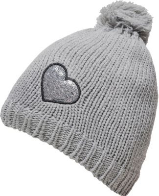 Bommelm�tze , Herz grau Gr. 50-52 M�dchen Baby