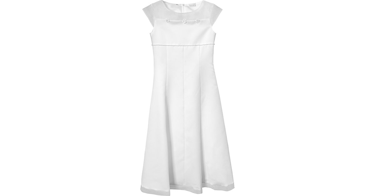 Kinder Satin-Kommunionkleid, Slim Fit weiß Gr. 140 Mädchen Kinder