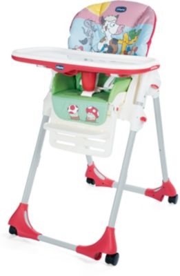 Hochstuhl Polly Easy mit 4 Rollen, Country Farm rosa/wei