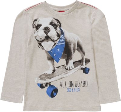 Langarmshirt anthrazit/wei� Gr. 140 Jungen Kinder