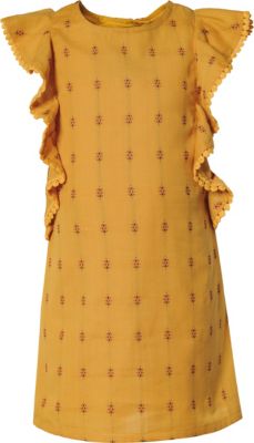 Kinder Kleid mit Volants gelb Gr. 140 Mädchen Kinder