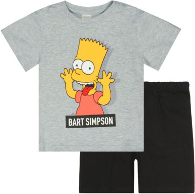 SIMPSONS Schlafanzug grau Gr. 116/122 Jungen Kinder