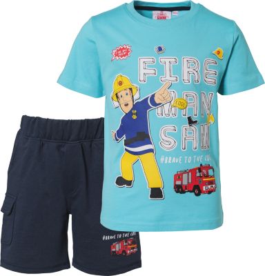 Feuerwehrmann Sam Set T-Shirt und Shorts blau Gr. 92/98 Jungen Kleinkinder
