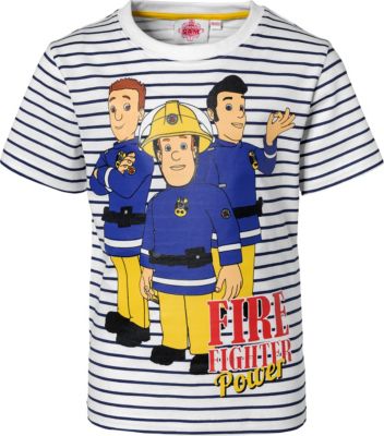 Feuerwehrmann Sam T-Shirt wei Gr. 104/110 Jungen Kleinkinder