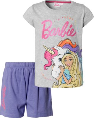 Barbie Schlafanzug grau/lila Gr. 116/122 Mdchen Kinder