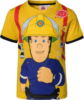 Feuerwehrmann Sam T-Shirt gelb Gr. 116/122 Jungen Kinder