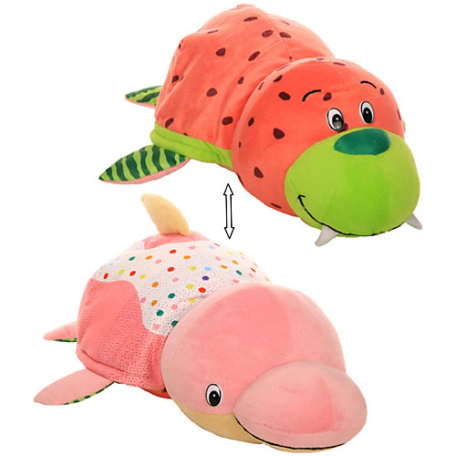 Мягкая игрушка-вывернушка 1toy "Ням-Ням" Морж с ароматом арбуза-Дельфин с ароматом пончика с кондитерской посып от 1Toy