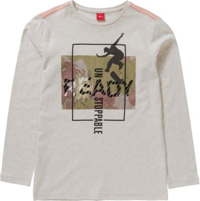 Langarmshirt anthrazit/wei� Gr. 164 Jungen Kinder