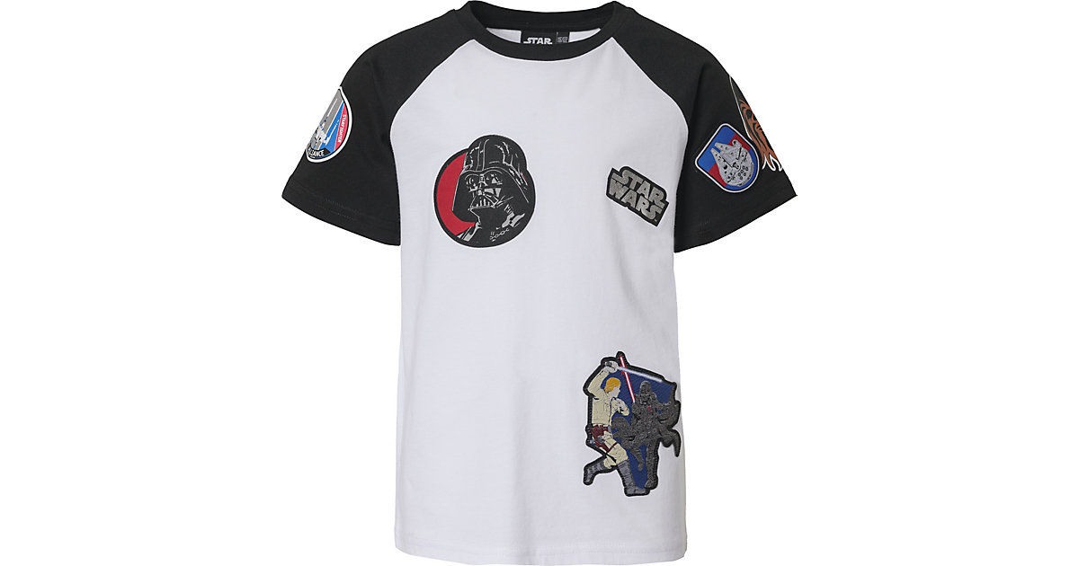 Star Wars T-Shirt mit Badges weiß Gr. 140/146 Jungen Kinder