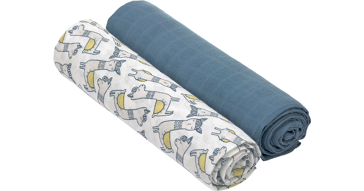 LÄSSIG · Mulltücher Heavenly Soft XL, 2er Set, 120x120 cm, Glama Lama, blue LÄSSIG · Mulltücher Heavenly Soft XL, 2er Set, 120x120 cm, Glama Lama, blue