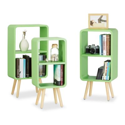 3-tlg. Standregal Retro mit 2 Fchern grn